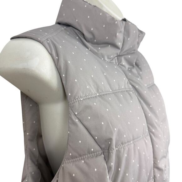 Gap Puffer Quilted Womens Vest Jacket Gray White Polka Dot Sleeveless Coat sz M - Picture 3 of 16